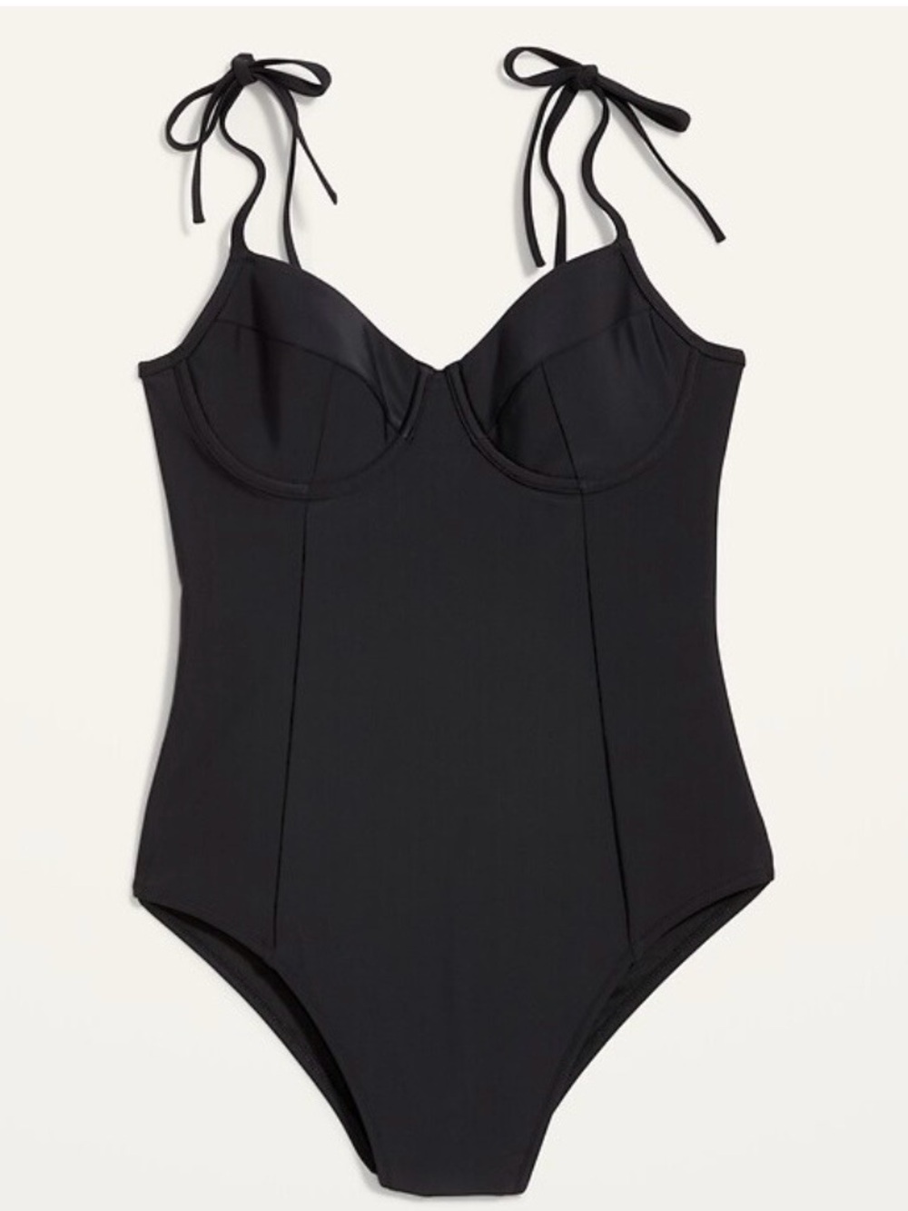 Old Navy Black One-Piece Swimsuit with Tie Shoulder Straps NWOT XXL
